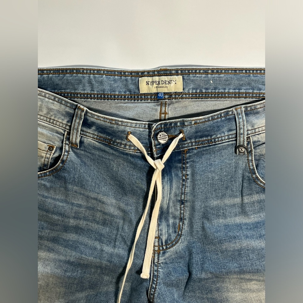 Men's Paint-Splatter Skinny Jeans in Blue 080 - Picture 5 of 8